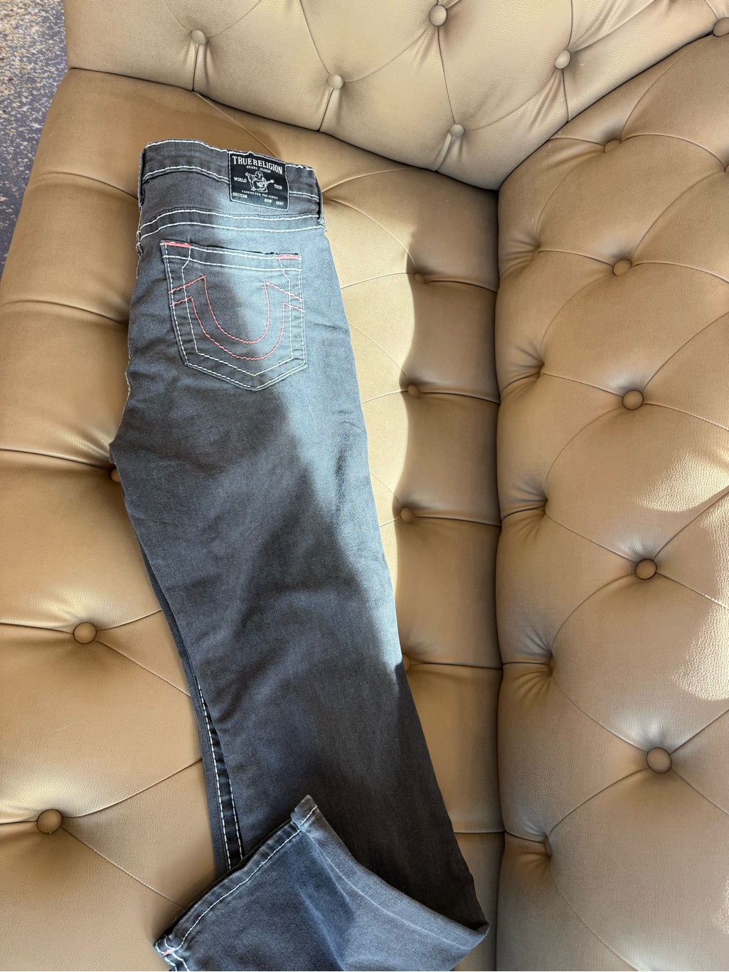 True Religion Women's Black Flare Jeans With Contrast Stitching